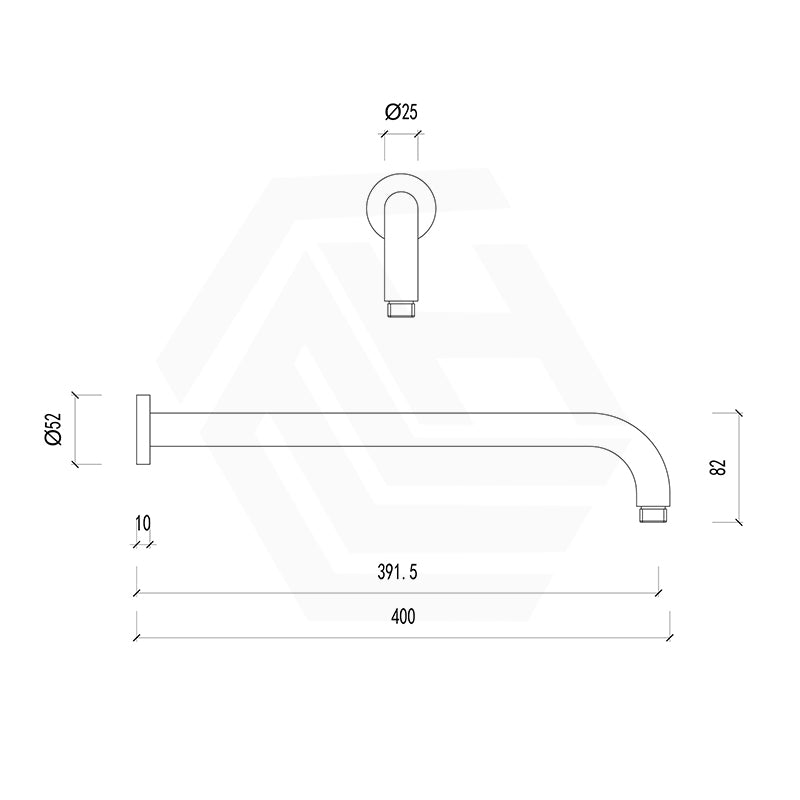 Feron Round Horizontal Shower Arm Wall Mounted 400mm - Variant Colour