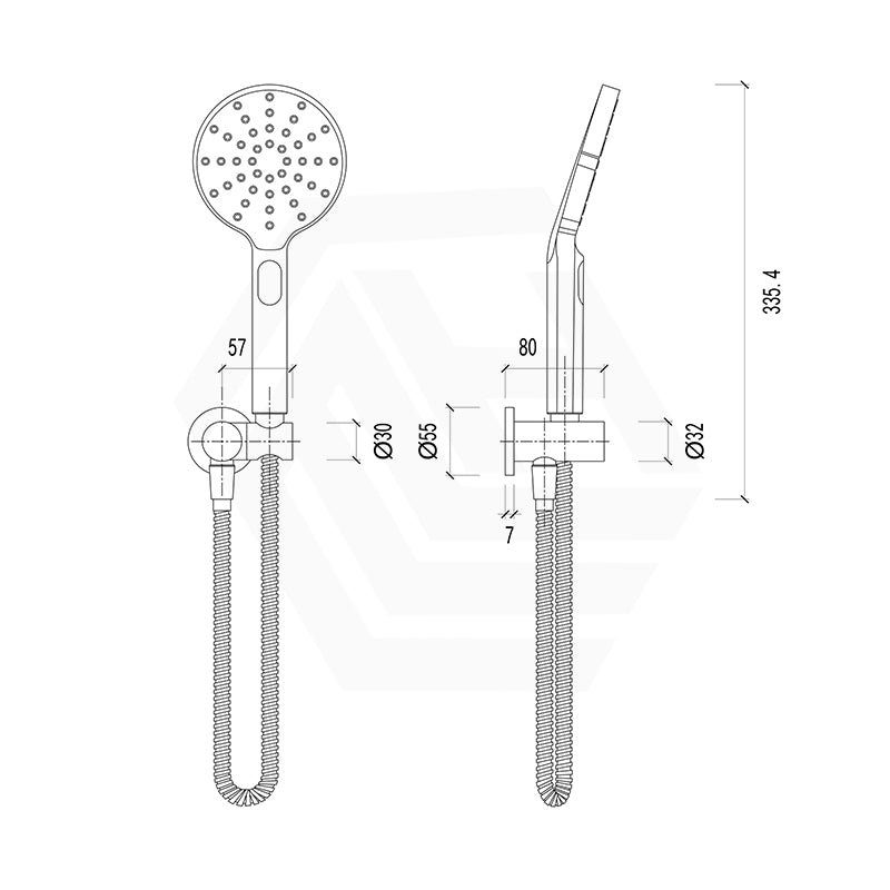 Feron Round Hand Shower On Wall Outlet Bracket - Variant Colour