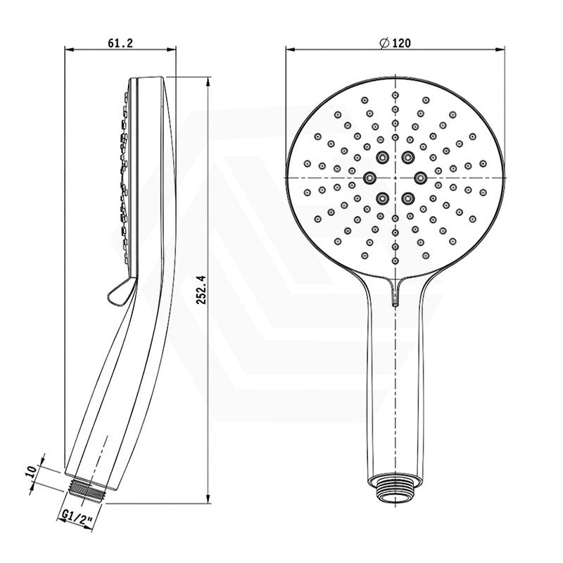 Feron Round Stainless Steel Handheld Shower on Sliding Rail with Water Inlet - Variant Colour