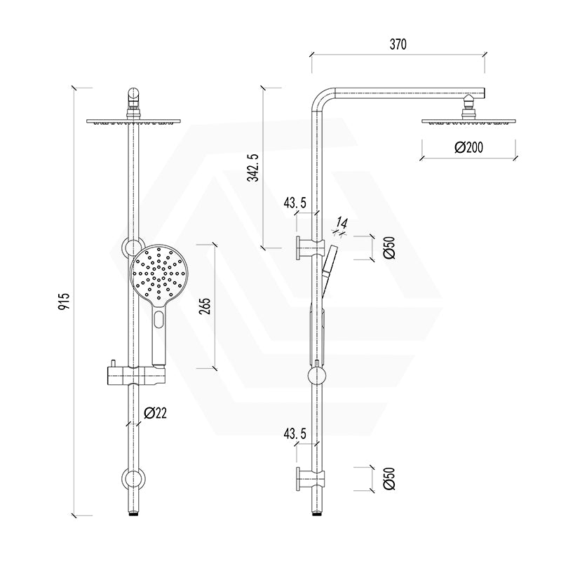 Feron Round Stainless Steel Multi-Function Universal Inlet Twin Shower Set - Variant Colour