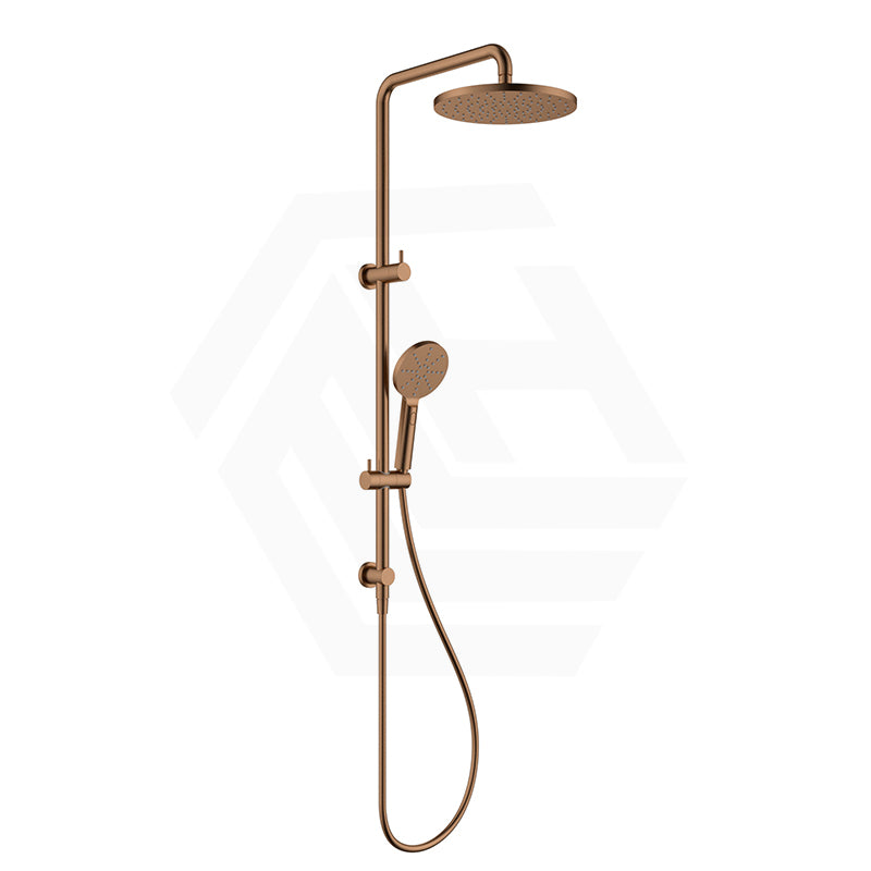 #Brushed Copper Feron Round Multi-Function Twin Shower Set