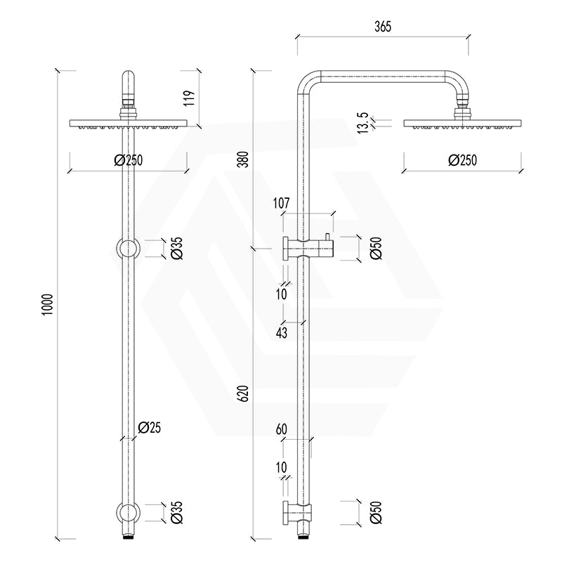 Feron Round Stainless Steel Multi-Function Twin Shower Set - Variant Colour
