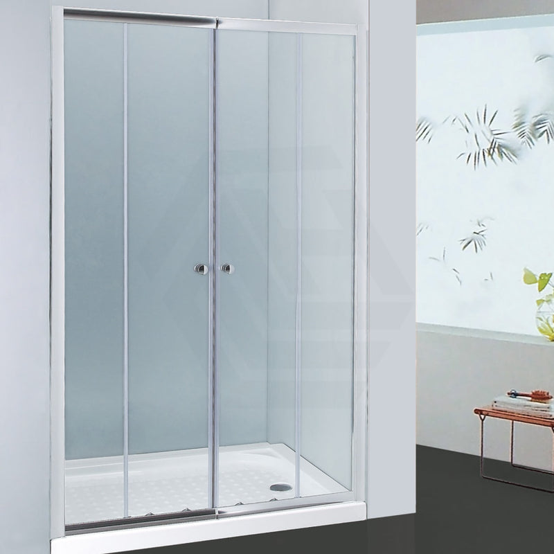 From 1400 To 2250Mm Wall Shower Screen Double Sliding Chrome Semi-Frameless Fittings Tempered Glass