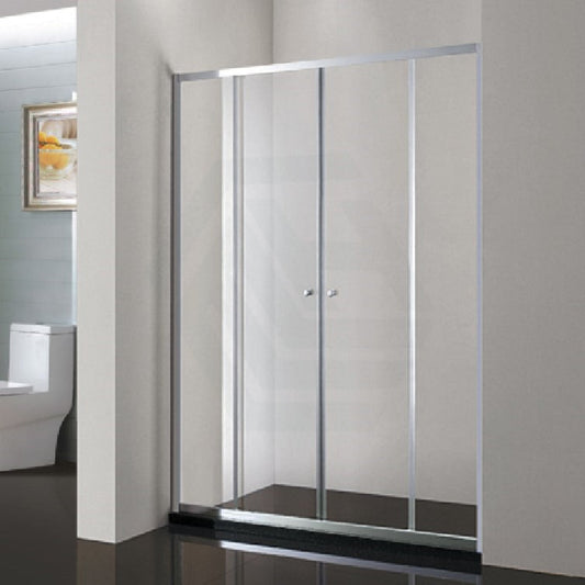 From 1400 To 2250Mm Wall Shower Screen Double Sliding Chrome Semi-Frameless Fittings Tempered Glass