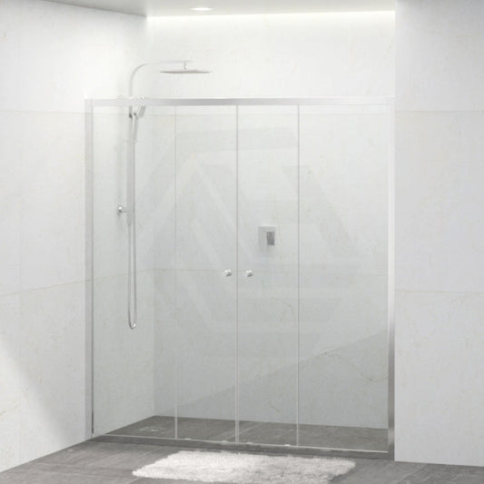 Tempered Glass Semi-frameless Shower Screen Wall To Wall Sliding Chrome