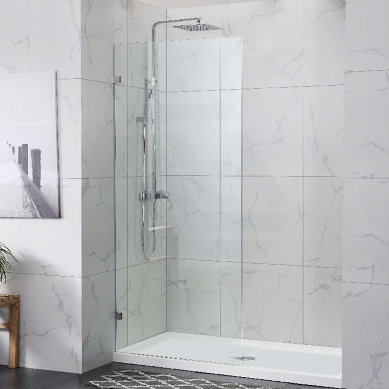 From 300 To 1200X2000Mm Frameless Walk In Shower Screen Single Fixed Panel Chrome Brackets 10Mm