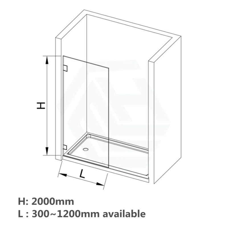 From 300 To 1200X2000Mm Frameless Walk In Shower Screen Single Fixed Panel Rose Gold Brackets 10Mm