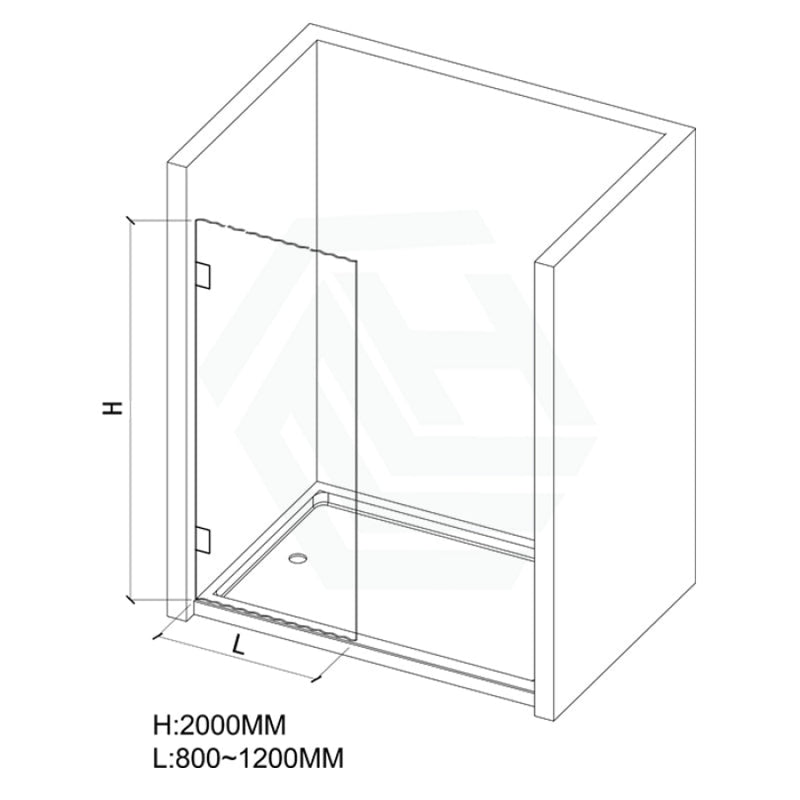 From 800 To 1200X2000Mm Frameless Walk-In Shower Screen Single Fixed Panel Chrome Brackets 10Mm