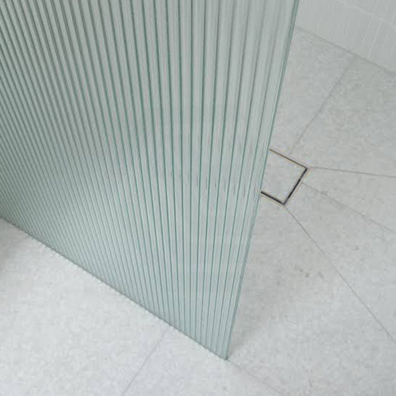 From 800 To 1200X2000Mm Frameless Walk-In Shower Screen Single Fixed Panel Chrome Brackets Fluted