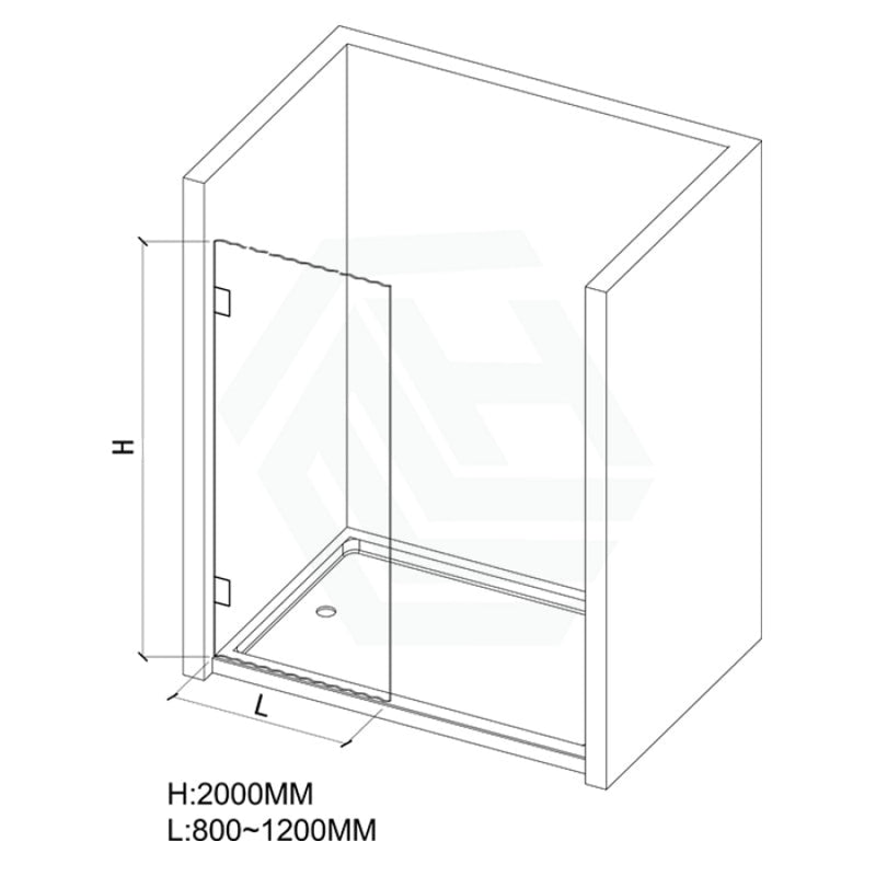 From 800 To 1200X2000Mm Frameless Walk-In Shower Screen Single Fixed Panel Matt Black Brackets 10Mm