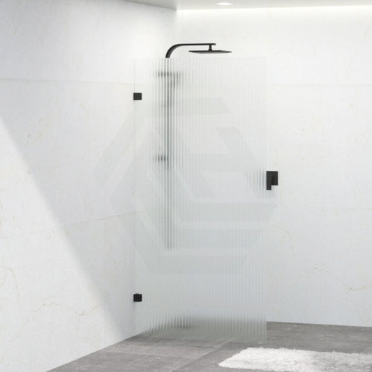 From 800 To 1200X2000Mm Frameless Walk-In Shower Screen Single Fixed Panel Matt Black Brackets