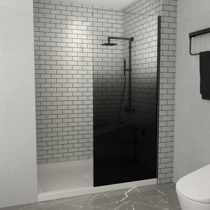 From 900 To 1200X2000Mm Black Color Gradient Frameless Shower Screen Single Door Fixed Panel 10Mm