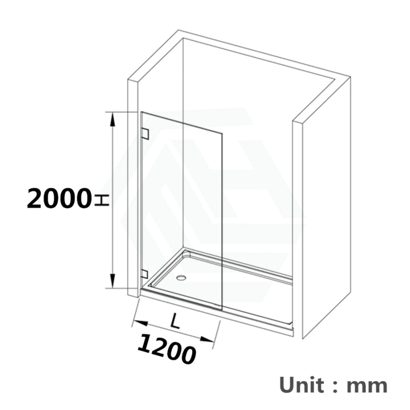 From 900 To 1200X2000Mm Grey Glass Black Bracket Frameless Shower Screen Single Door Fixed Panel