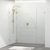 Tempered Glass Frameless Shower Screen Wall To Wall 3 Panels Brushed Gold