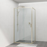Shower Screen Semi-frameless Sliding L Shape Brushed Gold