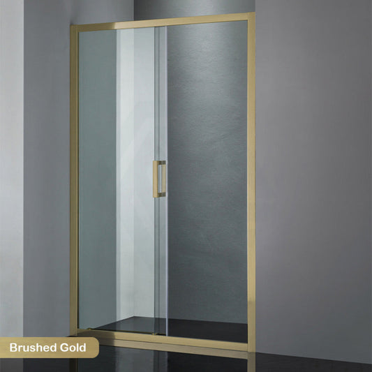 1100-1750X1900Mm Semi-Frameless Shower Screen Sliding Door Wall To Brushed Gold Hardwares 6Mm Glass
