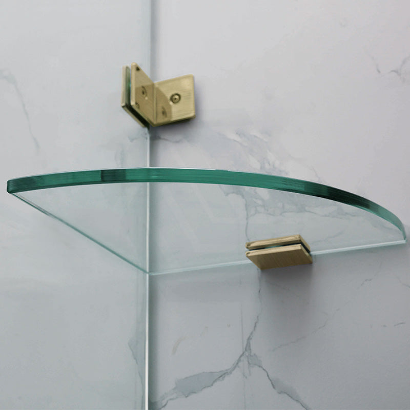 1430-1910Mm Frameless Wall To Shower Screen Door Hung With Fix Panel In Brushed Gold Fittings 10Mm