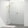 Tempered Glass Frameless Shower Screen Wall To Wall 2 Panels Pivot 1430-1910mm Brushed Gold