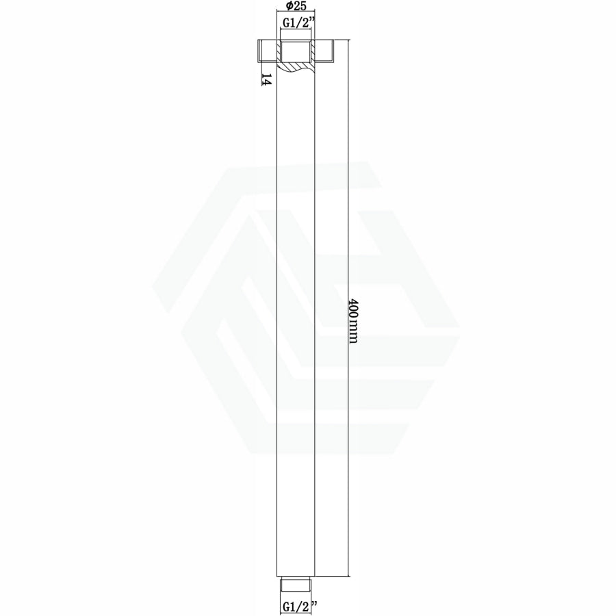 200/400mm Norico Round Ceiling Shower Arm Brushed Yellow Gold Arms