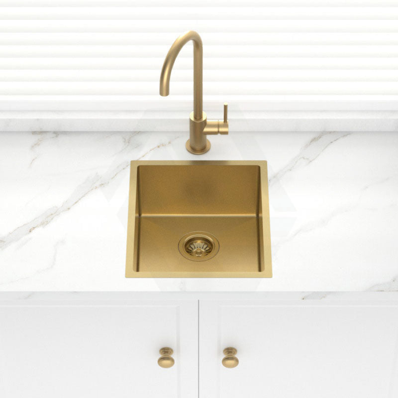 Stainless Steel Kitchen Sink 390mm Brushed Gold