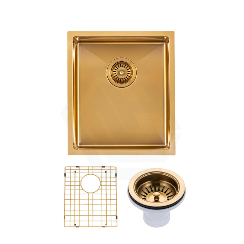 390X450X215Mm Brushed Gold Pvd Kitchen Sink Single Bowl Top/undermount