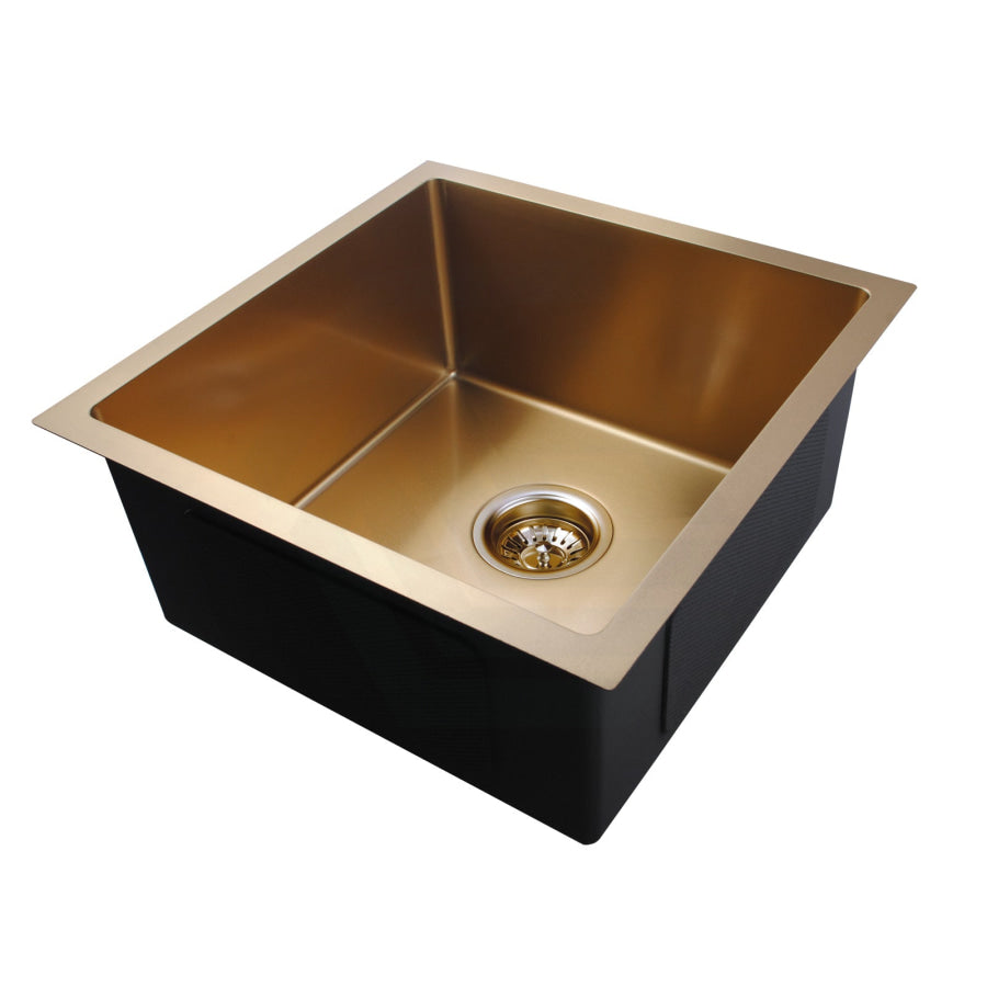 440X440X205mm 1.2mm Round Corner Stainless Steel Brushed Yellow Gold Single Bowl