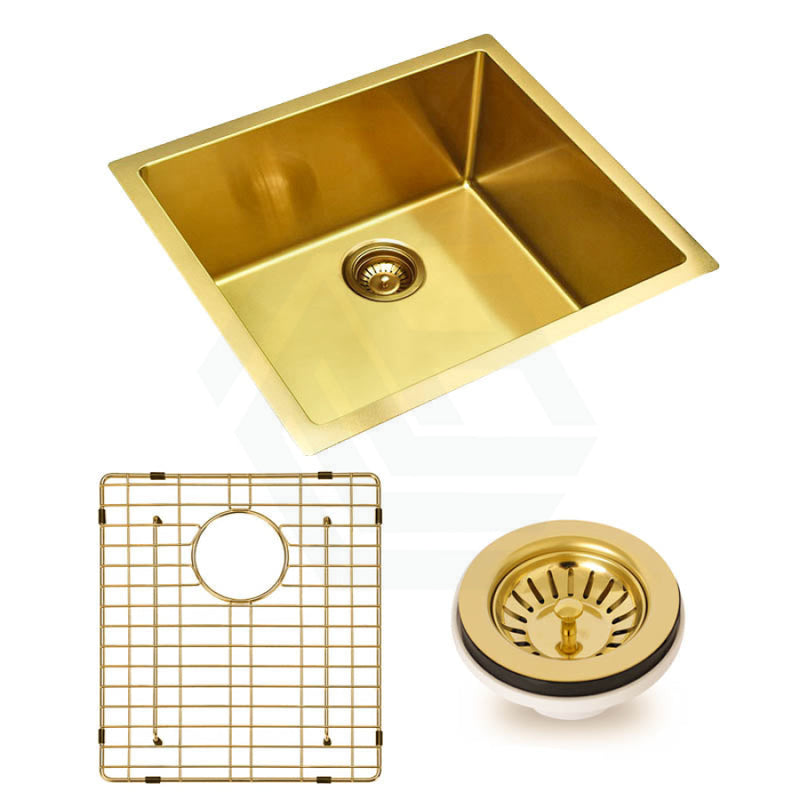 440X440X205Mm Brushed Gold Pvd Stainless Steel Handmade Single Bowl Kitchen Sink Top/undermount
