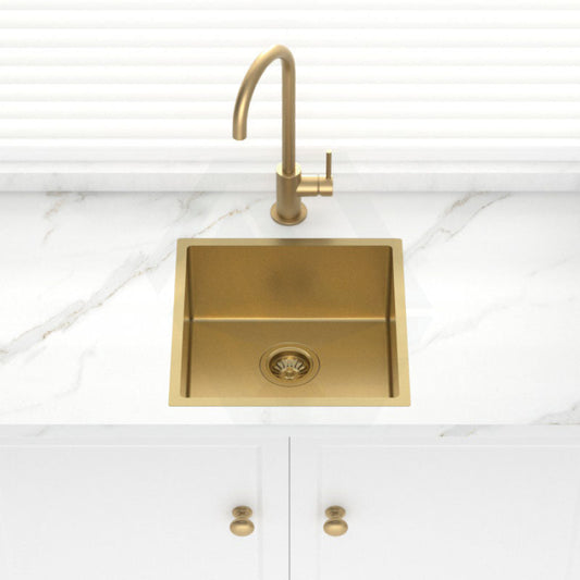 Stainless Steel Handmade Kitchen Sink 440mm Brushed Gold