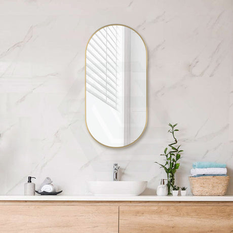 G#1(Gold) 450/600Mm Bathroom Yellow Gold Framed Oval Mirror Wall Mounted Vertical Or Horizontal