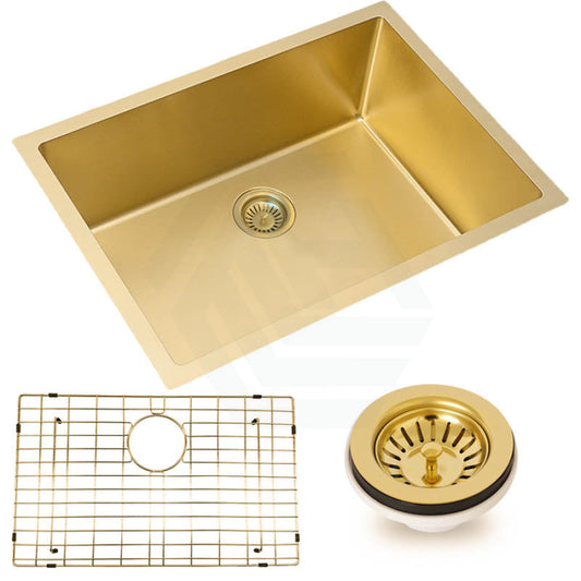 600X450X230Mm Brushed Gold Pvd 1.2Mm Handmade Top/undermount Single Bowl Kitchen Sink Stainless