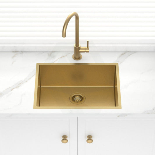 Stainless Steel Kitchen Sink 600mm Brushed Gold