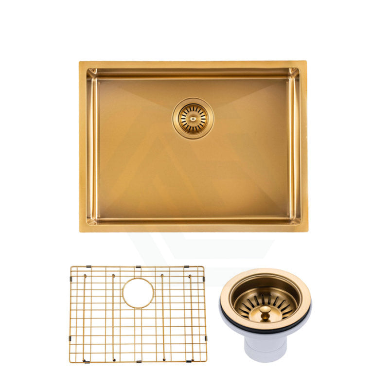 600X450X300Mm Brushed Gold Pvd Kitchen Sink Single Bowl Top/undermount