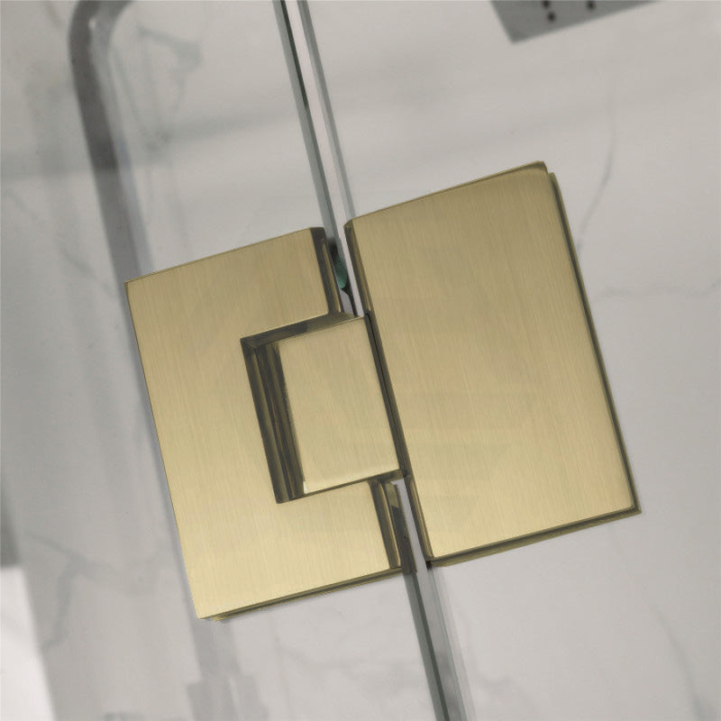 685-1400Mm L Shape Frameless Shower Screen Hinge Door Fix Panel Brushed Gold Fittings 10Mm Glass