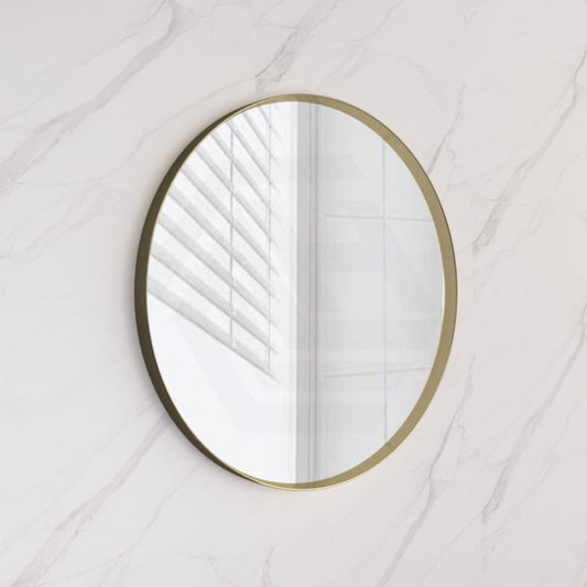 G#1(Gold) 700Mm Oliva Bathroom Round Yellow Gold Framed Mirror Wall Mounted Vertical Or Horizontal
