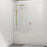 Tempered Glass Frameless Bathtub Shower Screen Fixed Panel Brushed Gold 750-900mm