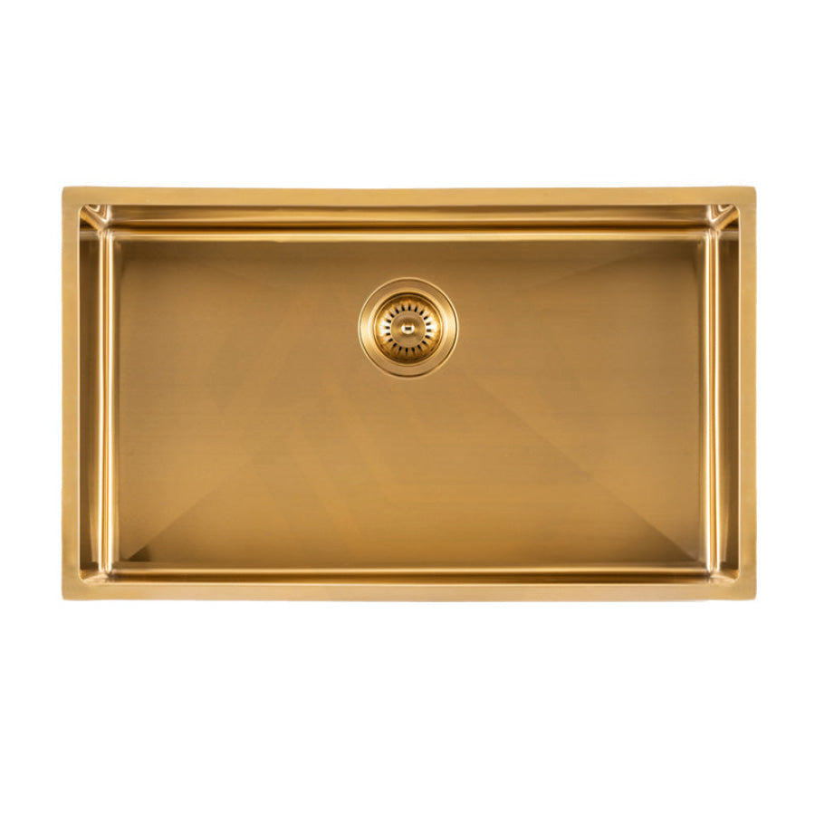 762X457X254mm Brushed Gold Pvd Single Bowl Kitchen Sink Top/undermount