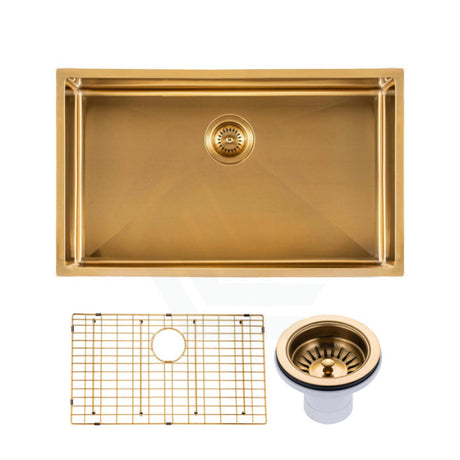 762X457X254mm Brushed Gold Pvd Single Bowl Kitchen Sink Top/undermount