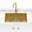 Stainless Steel Kitchen Sink Double Bowls 770mm Brushed Gold
