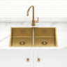 Stainless Steel Kitchen Sink Double Bowls 770mm Brushed Gold