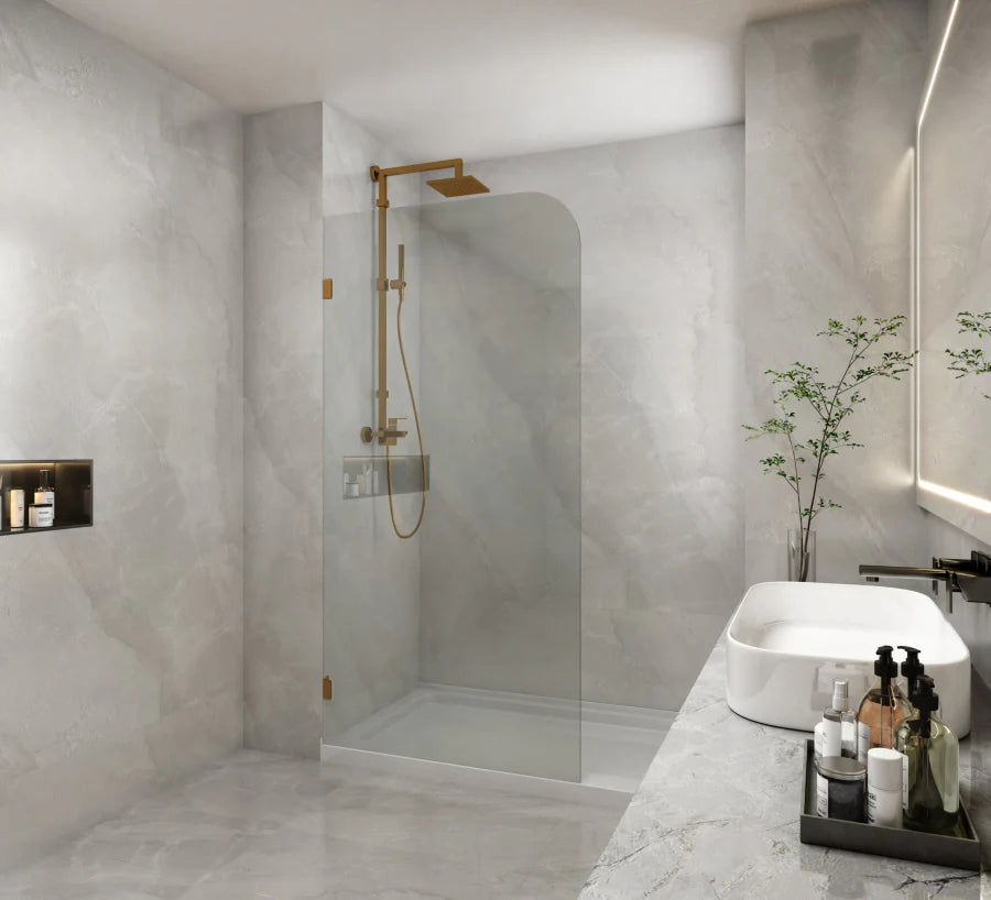 Glass Screen Rounded Corner Curved Frameless Shower Screen Fixed Panel - MyHomeware