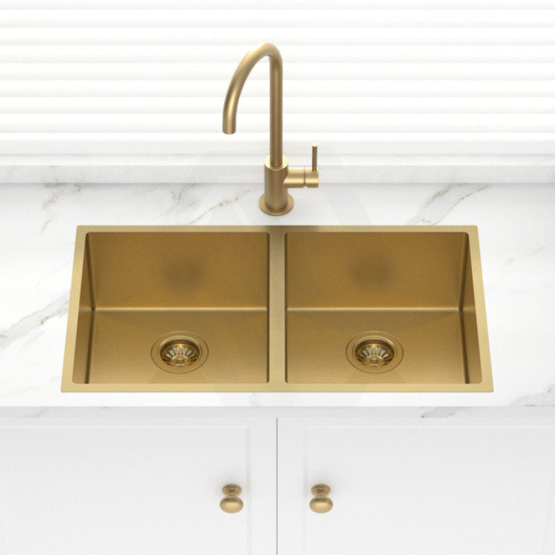 Stainless Steel Kitchen Sink Double Bowls 820mm Brushed Gold