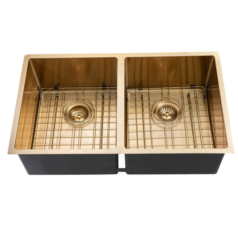 820X457X230Mm Brushed Gold Pvd Double Bowls Kitchen Sink Top/undermount