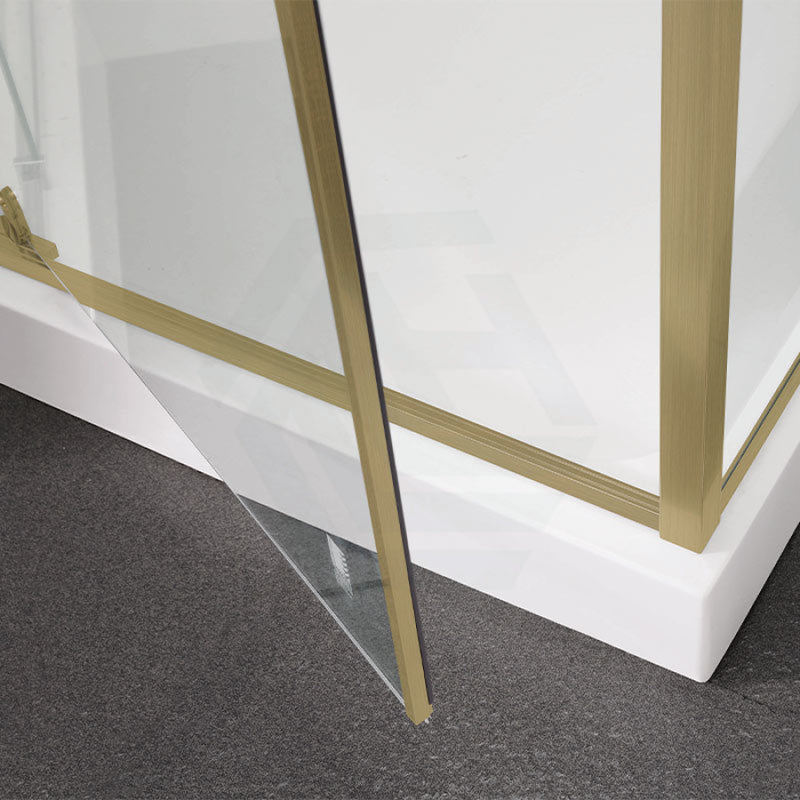 850-1150X1900Mm Semi-Frameless L Shape Shower Screen Pivot Door With Return Panel Brushed Gold
