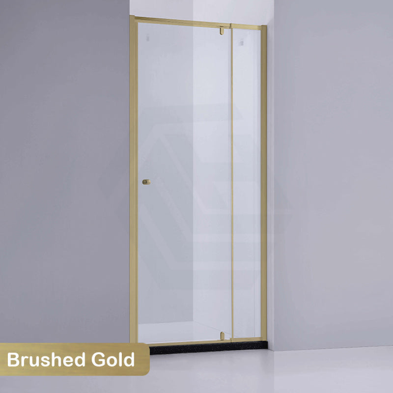 850-1150X1900Mm Semi-Frameless Shower Screen Pivot Door Wall To Brushed Gold Fittings 6Mm Glass