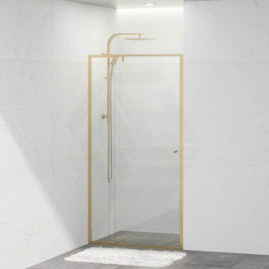 Semi-frameless Shower Screen Wall To Wall Pivotal Door Brushed Gold