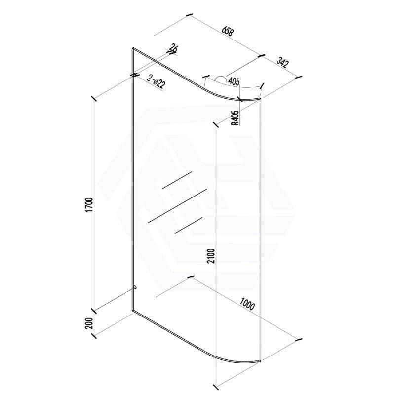 900/1000/1100X2100Mm Frameless Edge Curved Shower Screen Single Door Fixed Panel 10Mm Glass Chrome