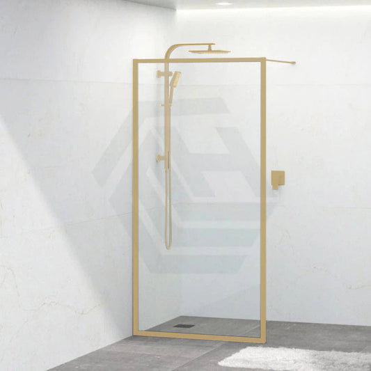 G#1(Gold) 900-1200X2000Mm Brushed Gold Framed Walk-In Shower Screen Single Door Panel 6Mm Thickness
