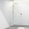 Tempered Glass Frameless Walk-in Shower Screen Fixed Panel Brushed Gold 300-1200mm