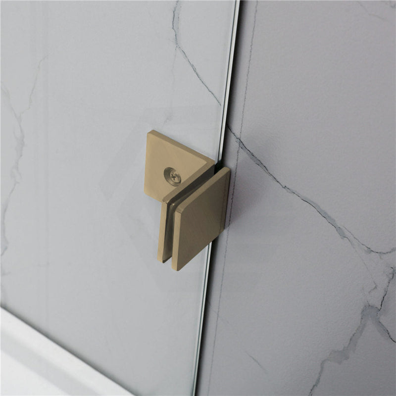 From 300 To 1200X2000Mm Frameless Walk In Shower Screen Single Fixed Panel Brushed Gold Brackets