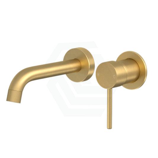 Norico Brushed Yellow Gold Solid Brass Wall Tap Set With Mixer For Bathtub And Basin Bath/Basin Sets